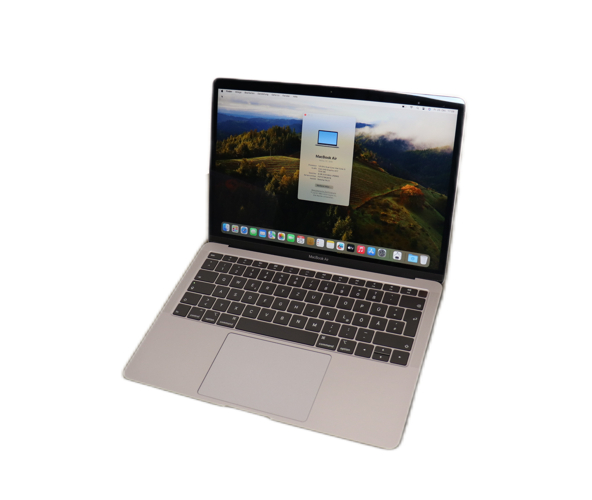 Apple MacBook Air 13" 256 GB SSD Intel Core i5 1,6 GHz 8 GB RAM 2018 Batterie Zyklen 514