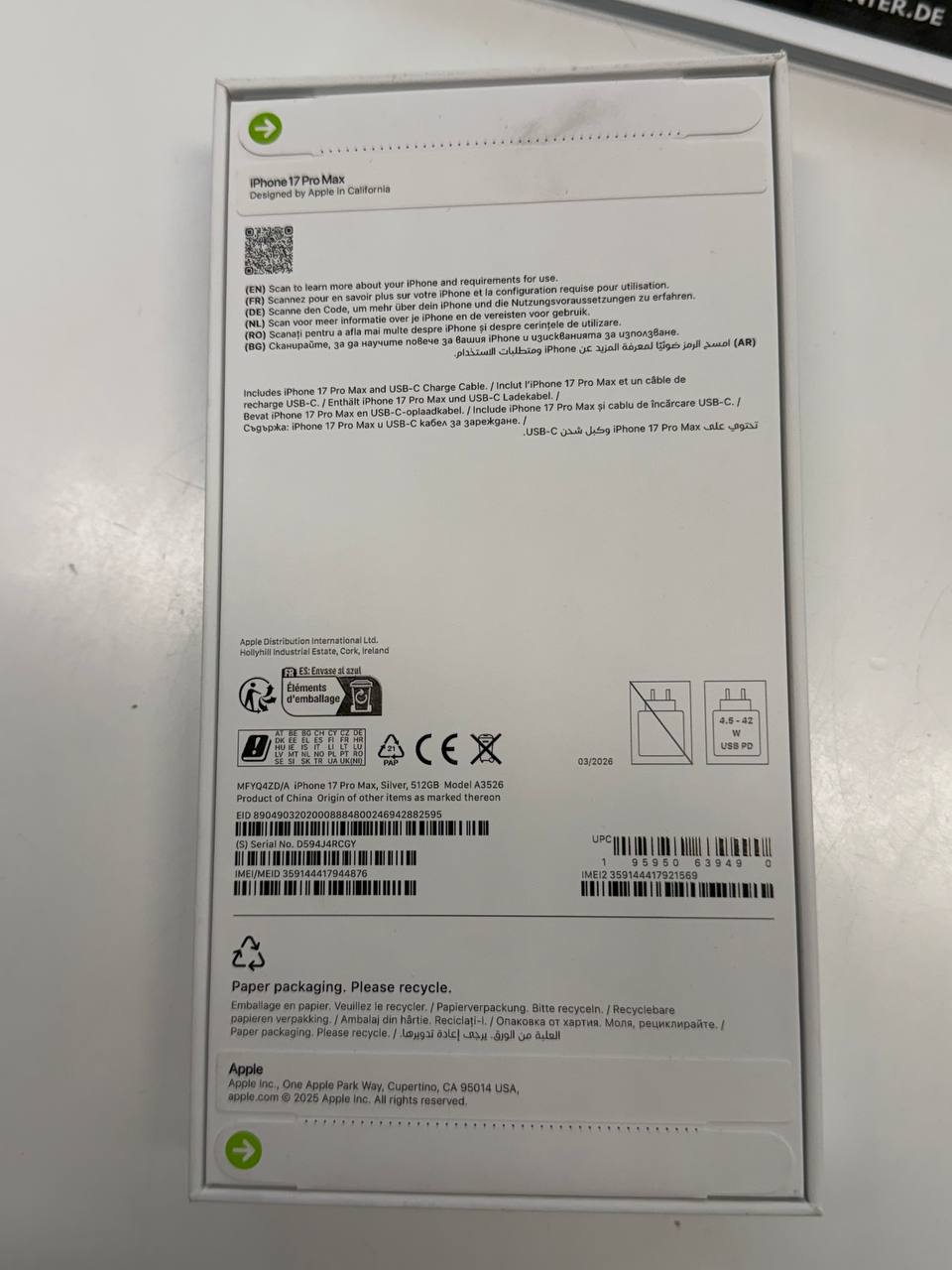 Apple iPhone 17 Pro Max, Silber, 256GB Zweitbild