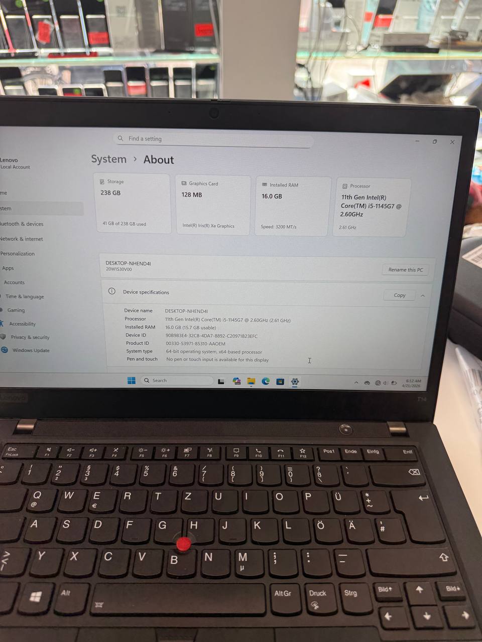 Lenovo ThinkPad T470 mit 11th Gen Intel Core
