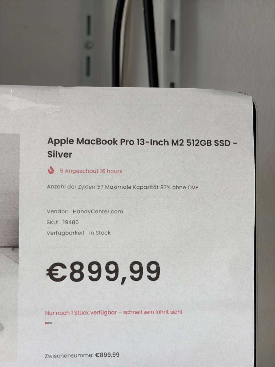 Apple MacBook Pro 13" M2 512GB SSD Silber