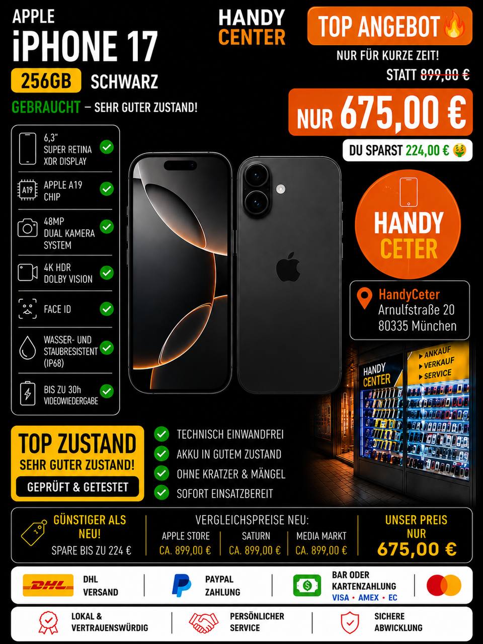 Apple iPhone 17 256GB Schwarz Hauptbild