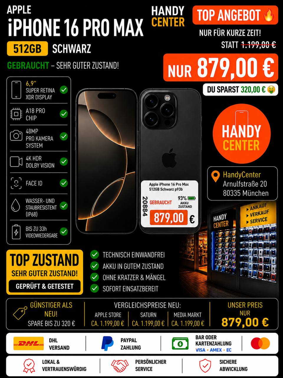 Apple iPhone 16 Pro Max 512GB Schwarz Hauptbild