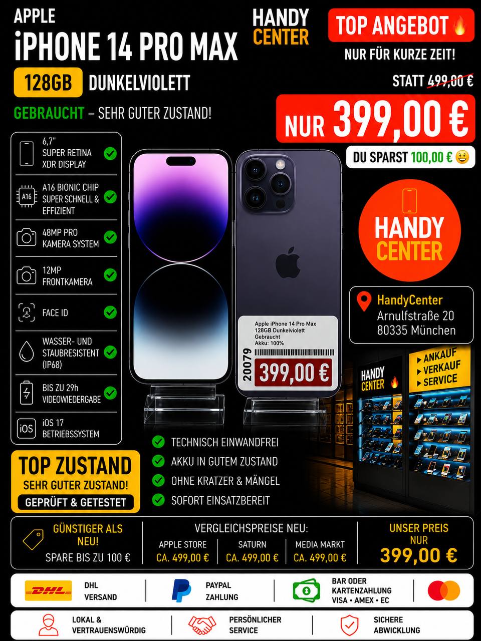 Apple iPhone 14 Pro Max 128GB Dunkelviolett Hauptbild