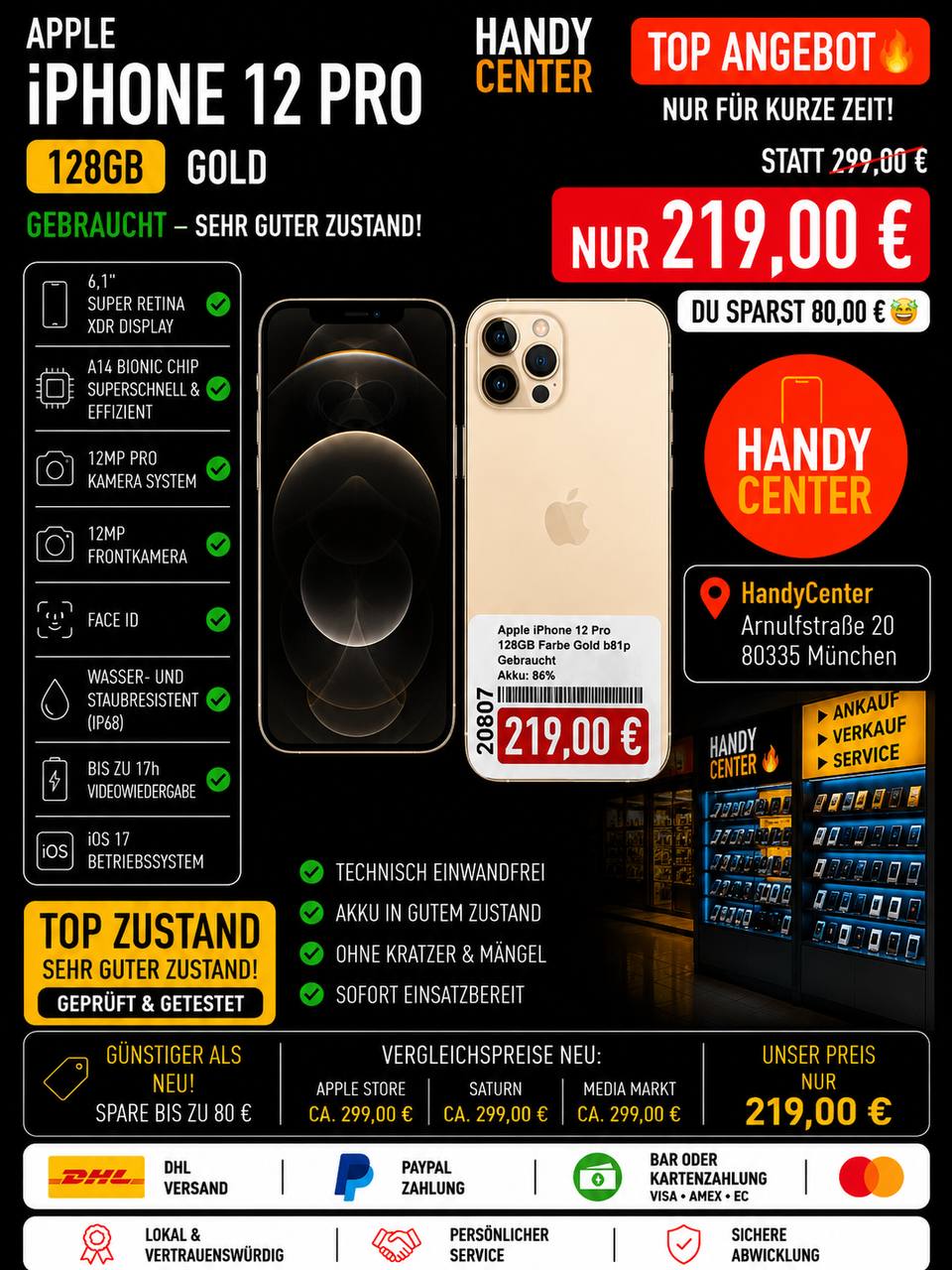 Apple iPhone 12 Pro 128GB Gold Hauptbild