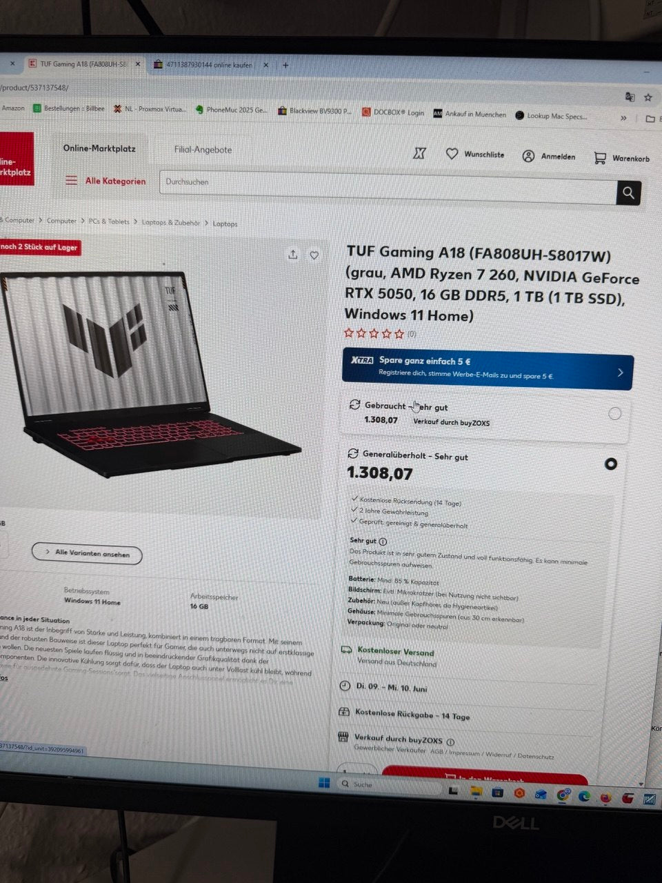 ASUS TUF Gaming A18 Laptop mit Windows 11 Home