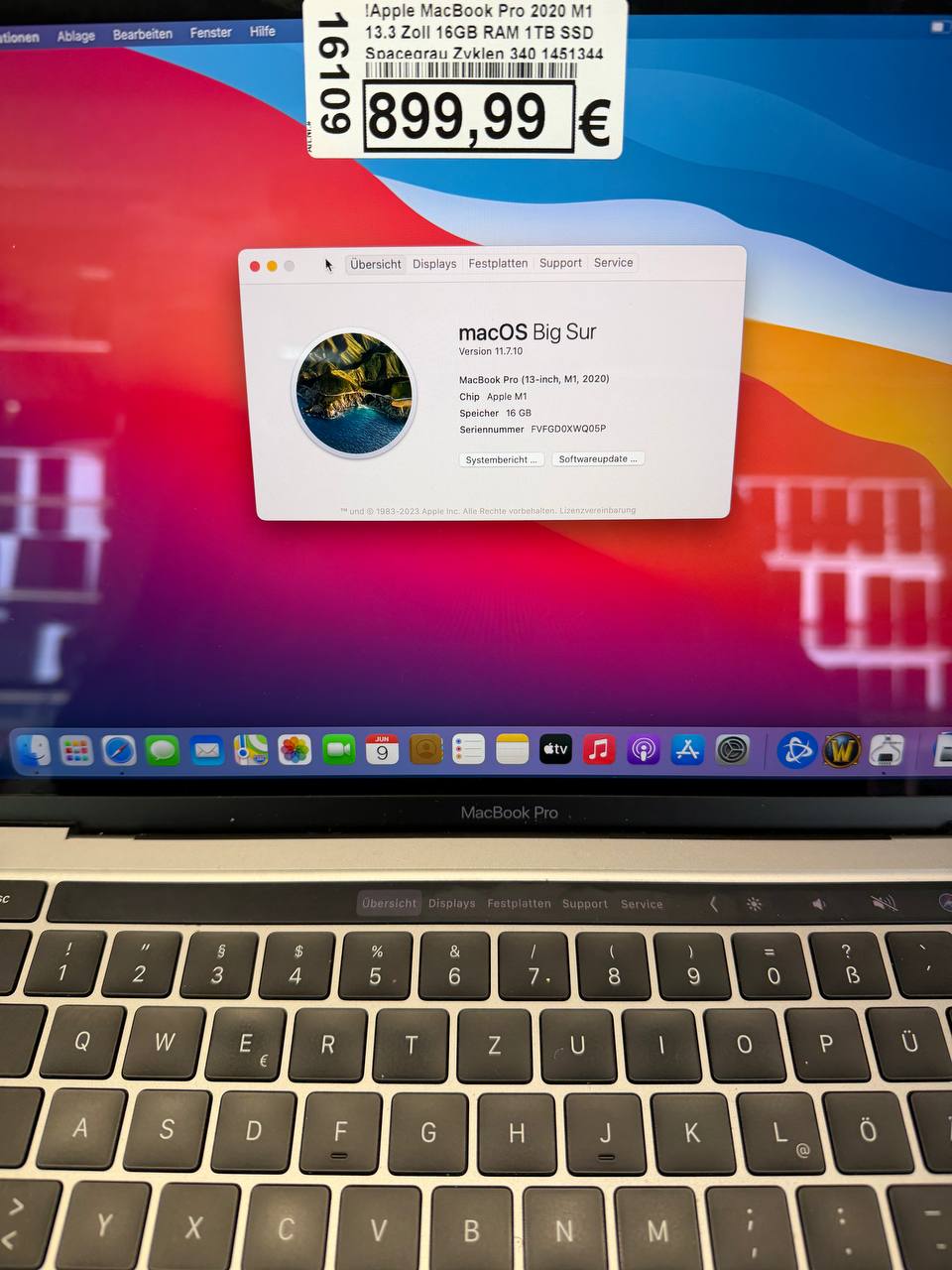 Apple MacBook Pro 13.3" M1 2020 16GB RAM 1TB SSD Hauptbild