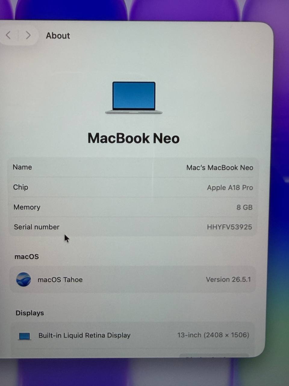 Apple MacBook Neo mit A18 Pro Chip, 8GB RAM Zweitbild