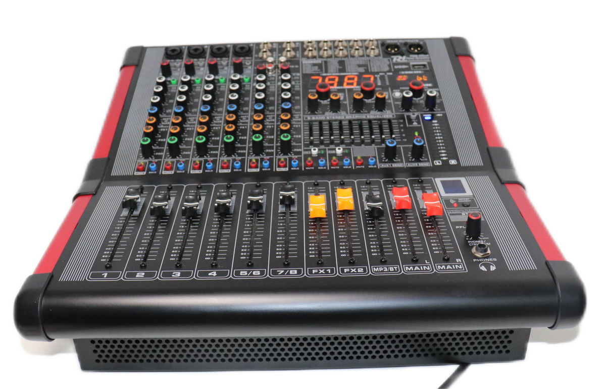 Power Dynamics PDM-S804A Leistungsfähiges 8-Kanal-Mischpult mit integriertem 2 x 350 W RMS Verstärker