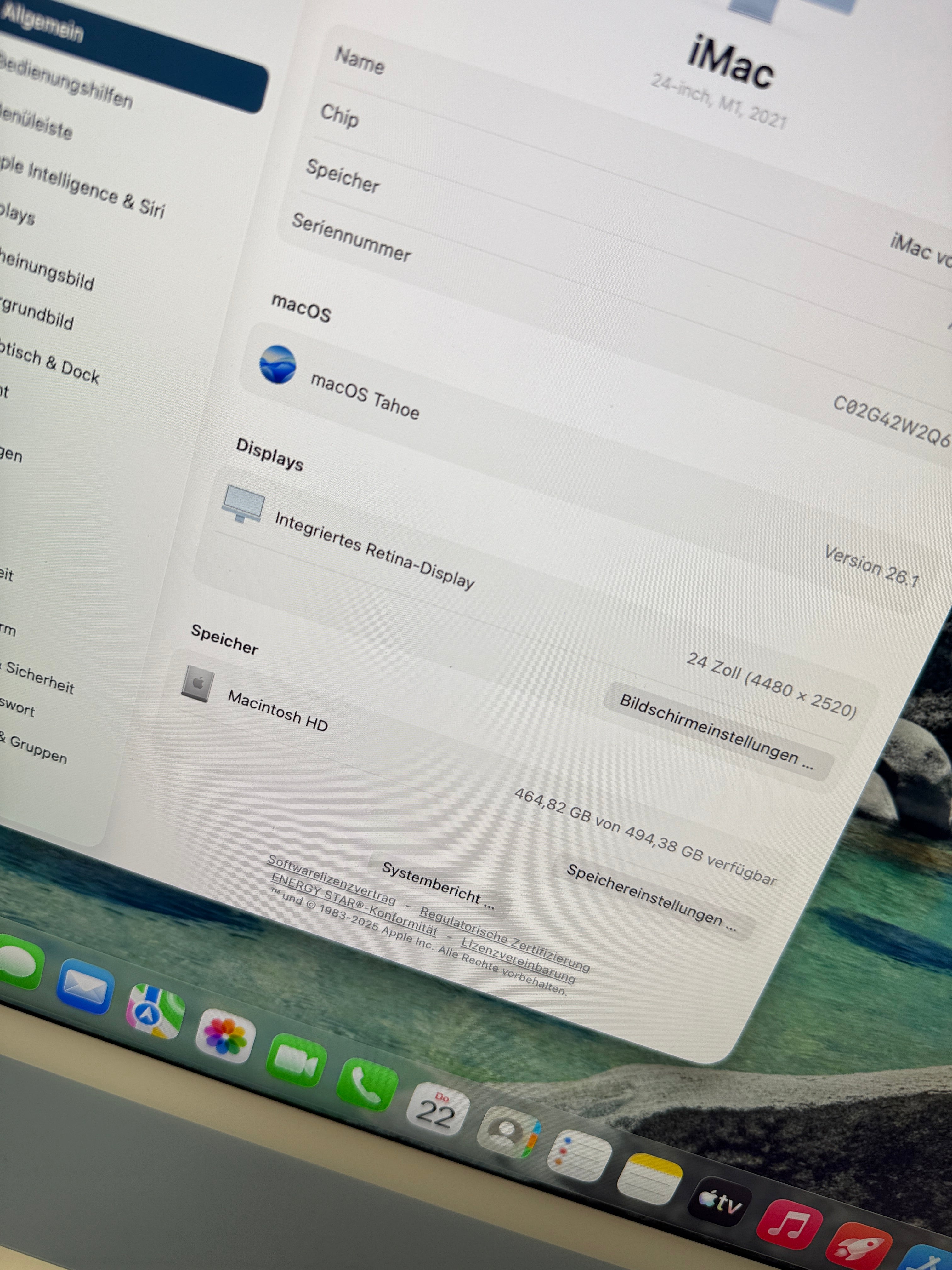 Apple iMac 24 Zoll Blau 2021 Apple M1 8C8G 8GB 512GB SSD Blau