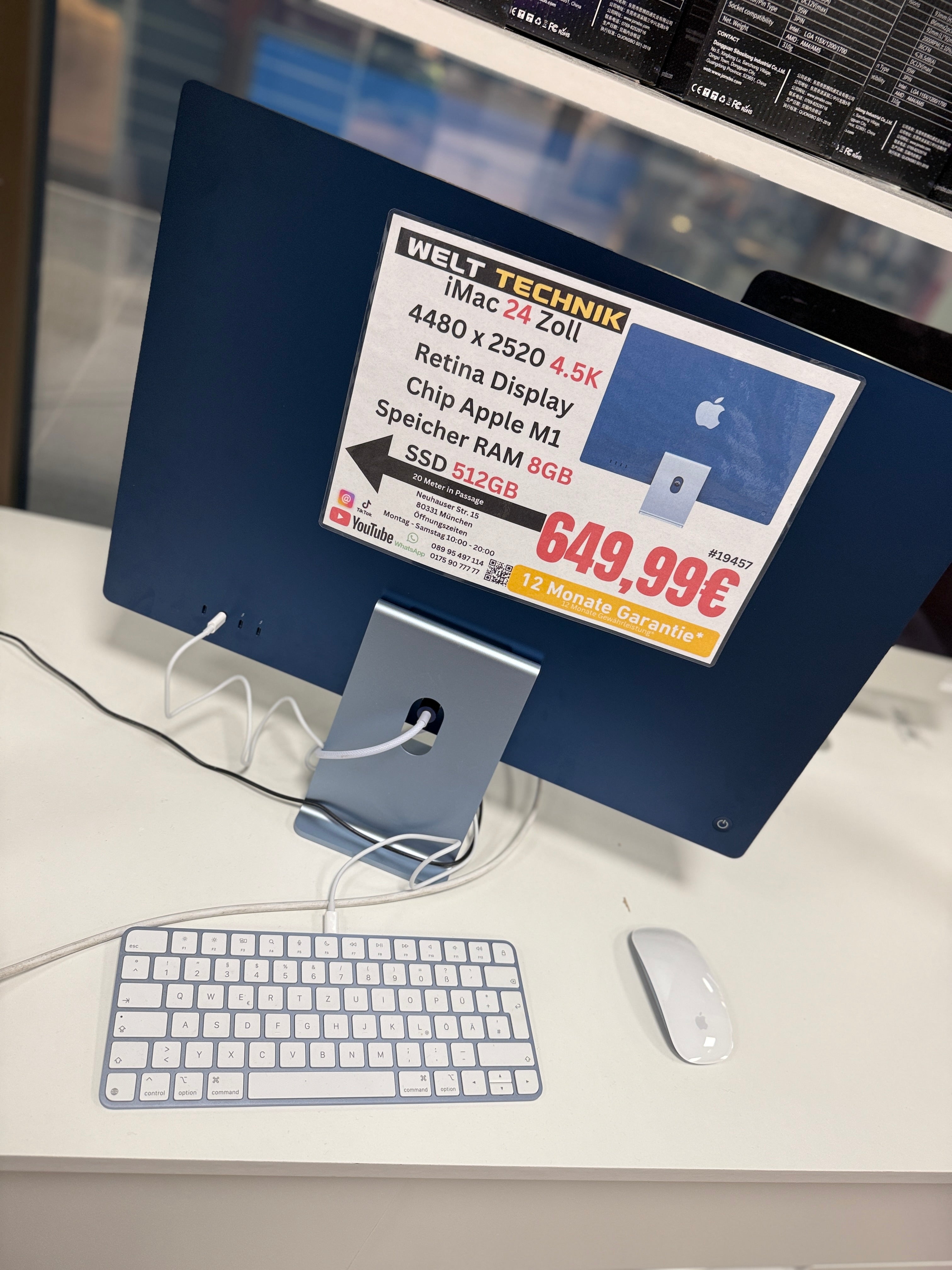 Apple iMac 24 Zoll Blau 2021 Apple M1 8C8G 8GB 512GB SSD Blau