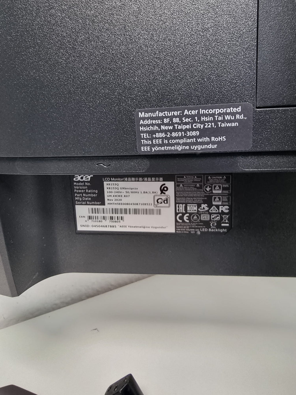 Acer Predator XB3 XB253QGXbmiiprzx 24.5' Gaming Monitor 1920x1080 240Hz 1ms